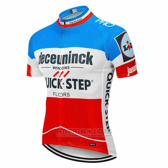 2019 Fahrradbekleidung Deceuninck Quick Step Blau Wei Rot Trikot Kurzarm und Tragerhose